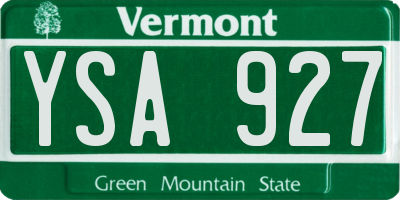 VT license plate YSA927