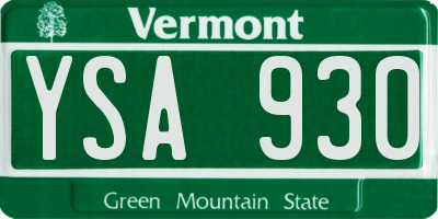 VT license plate YSA930