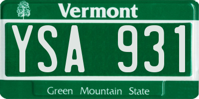 VT license plate YSA931