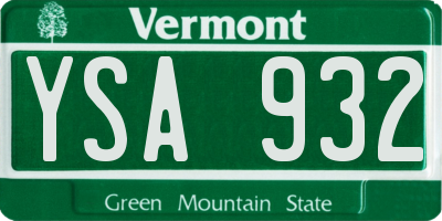 VT license plate YSA932
