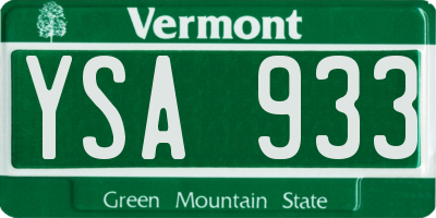 VT license plate YSA933