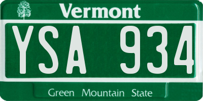VT license plate YSA934