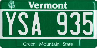 VT license plate YSA935
