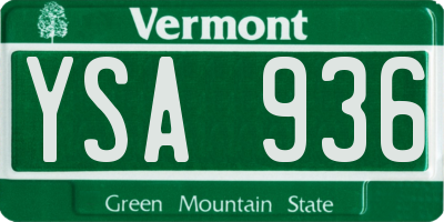 VT license plate YSA936