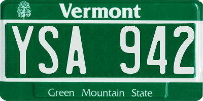 VT license plate YSA942