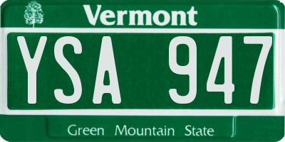 VT license plate YSA947