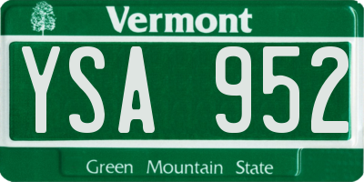 VT license plate YSA952