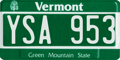 VT license plate YSA953