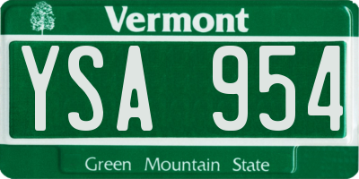 VT license plate YSA954