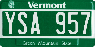 VT license plate YSA957