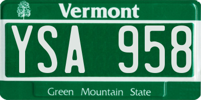 VT license plate YSA958