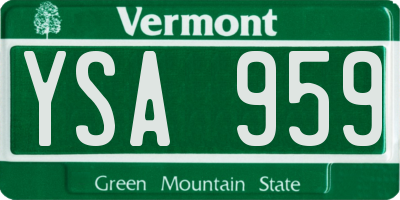 VT license plate YSA959
