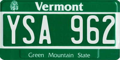 VT license plate YSA962