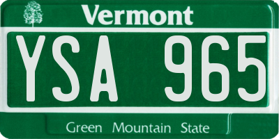 VT license plate YSA965