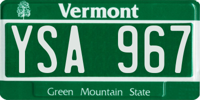 VT license plate YSA967