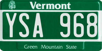 VT license plate YSA968