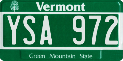 VT license plate YSA972