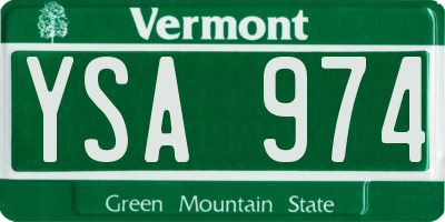 VT license plate YSA974