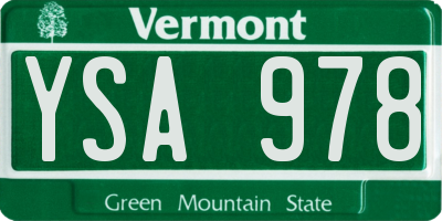 VT license plate YSA978