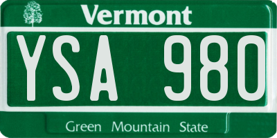 VT license plate YSA980
