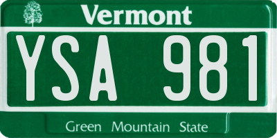 VT license plate YSA981