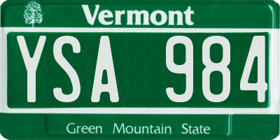 VT license plate YSA984