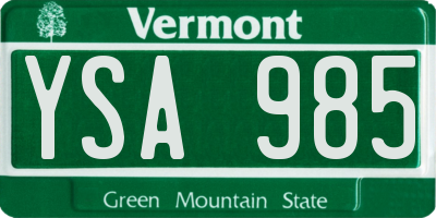 VT license plate YSA985