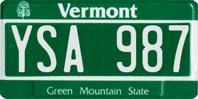 VT license plate YSA987
