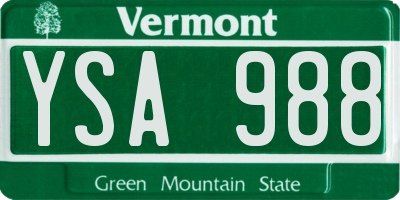 VT license plate YSA988