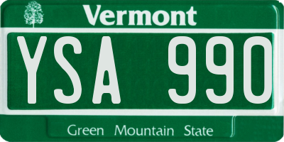 VT license plate YSA990