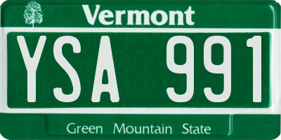 VT license plate YSA991