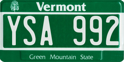 VT license plate YSA992