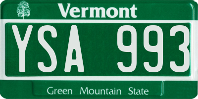 VT license plate YSA993