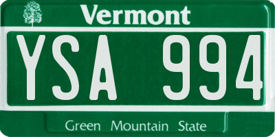 VT license plate YSA994