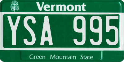 VT license plate YSA995