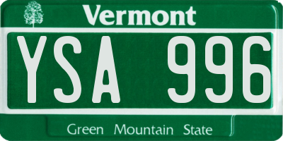 VT license plate YSA996
