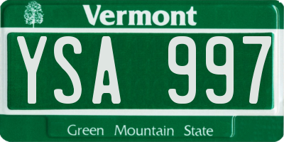 VT license plate YSA997