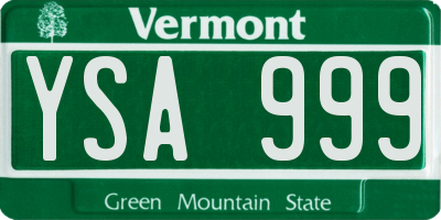 VT license plate YSA999