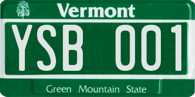 VT license plate YSB001