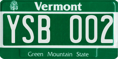 VT license plate YSB002