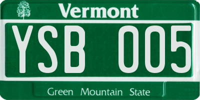 VT license plate YSB005