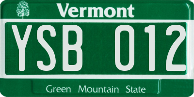 VT license plate YSB012
