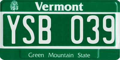 VT license plate YSB039