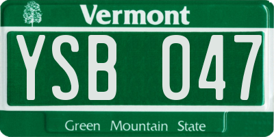 VT license plate YSB047