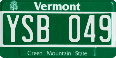 VT license plate YSB049