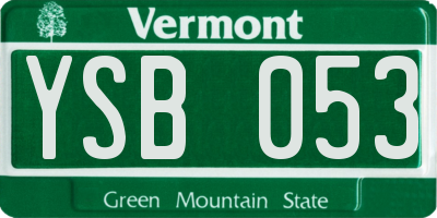 VT license plate YSB053