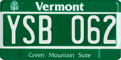 VT license plate YSB062