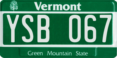 VT license plate YSB067