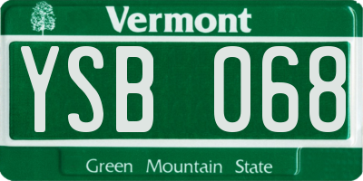 VT license plate YSB068