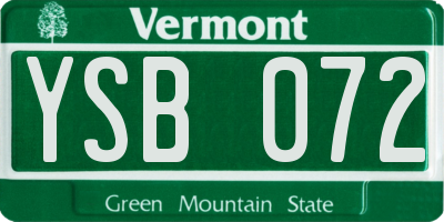 VT license plate YSB072